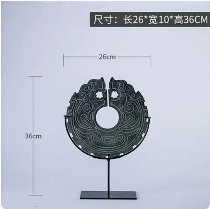 Estatua de resina con forma de tótem geométrico DecorBites™ | Accesorio decorativo retro chino para el hogar