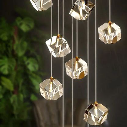 DecorBites™ Crystal LED Chandelier for Staircase: Luxury Indoor Stair Lighting Fixture