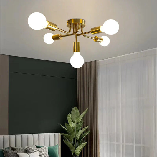DecorBites™ Brass Ceiling Light: Modern Restaurant Home Decor, E27 Bedroom Kitchen Living Room Fixture