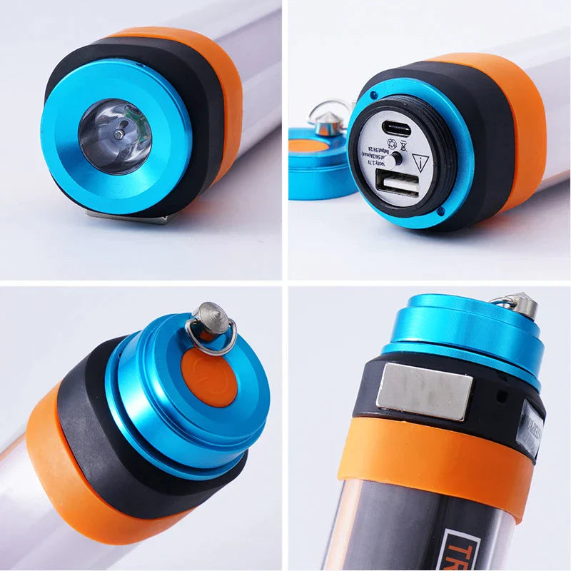 Linterna de camping LED DecorBites™: portátil, impermeable, recargable y magnética