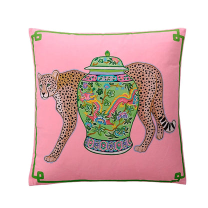 Funda de almohada DecorBites™ Luxe Cheetah Halo: Funda de cojín decorativa con borlas estilo GG