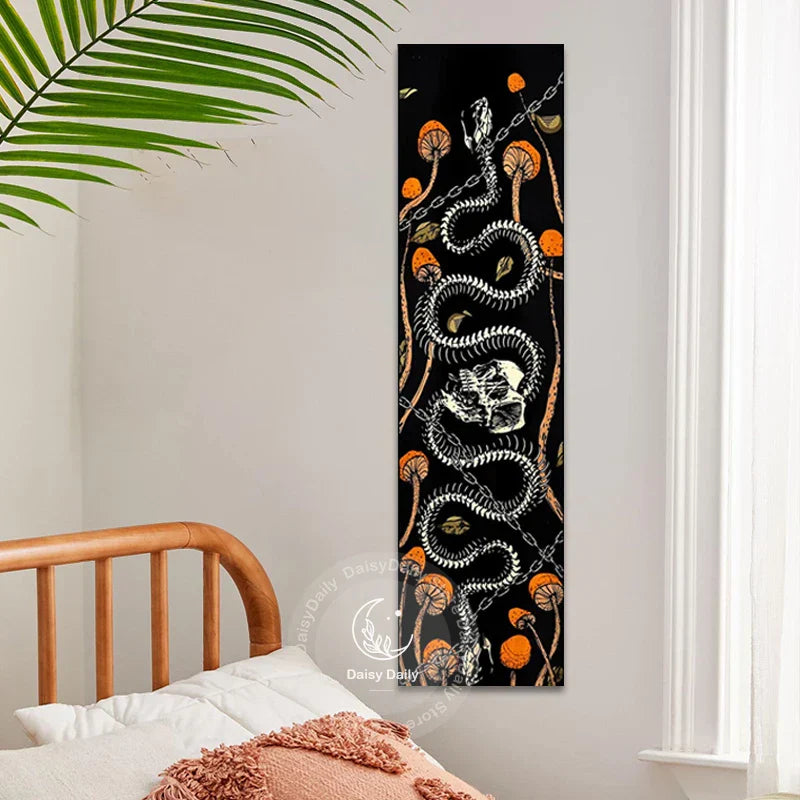 Decobites Snake Skull Mushroom Tapestry for Magical Aesthetic Room Decor