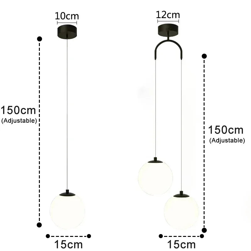 Nordic Glass Pendant Light With Brass or Black Finish