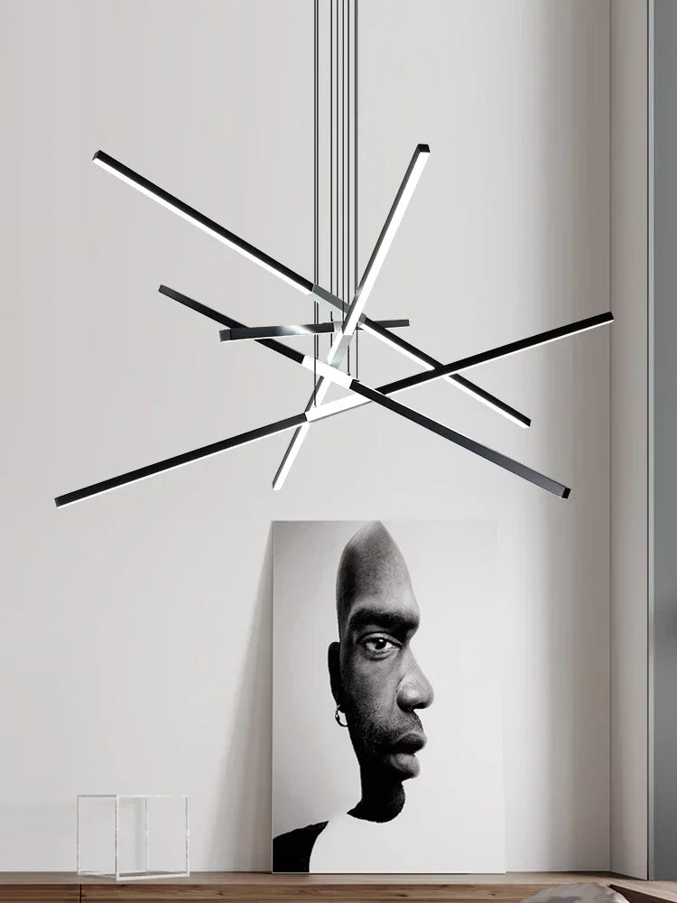 DecorBites™ Black Nordic Minimalist Chandelier for Living Room, Staircase, and Restaurant Lighting