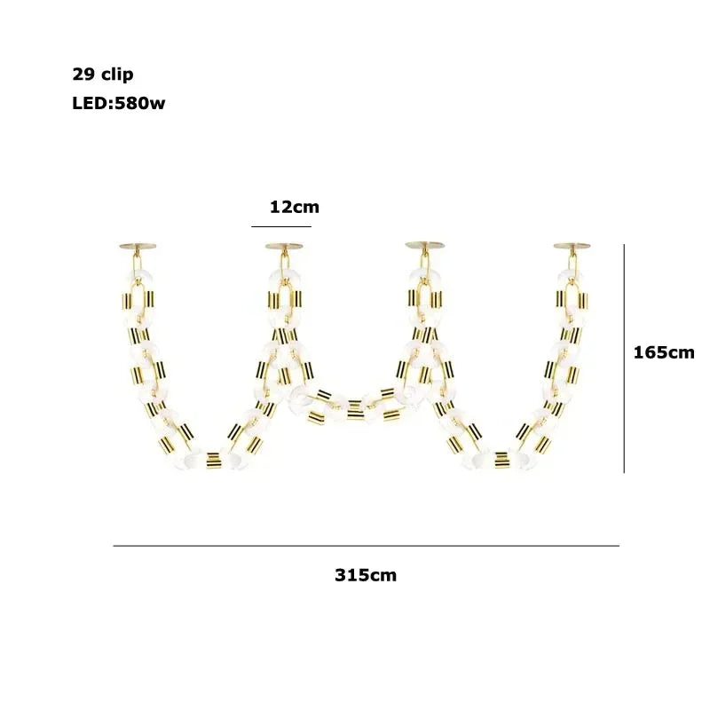 DecorBites™ Crystal Gold Chain Chandelier Ceiling Lamp for Home Décor