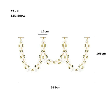 DecorBites™ Crystal Gold Chain Chandelier Ceiling Lamp for Home Décor