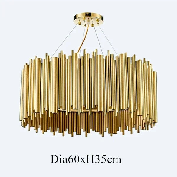 DecorBites™ Gold Brubeck LED Chandelier Pendant Light - Stylish Aluminum Alloy Tube Suspension Luminaire