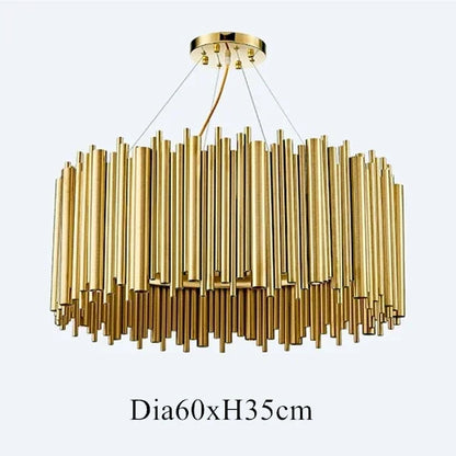 DecorBites™ Gold Brubeck LED Chandelier Pendant Light - Stylish Aluminum Alloy Tube Suspension Luminaire