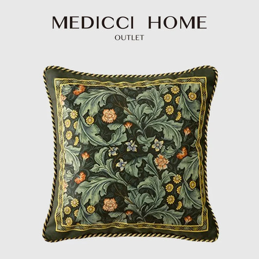 DecorBites™ Acanthus Scroll Leaves Velvet Accent Pillow Case Luxury Vintage Emerald Green Decor