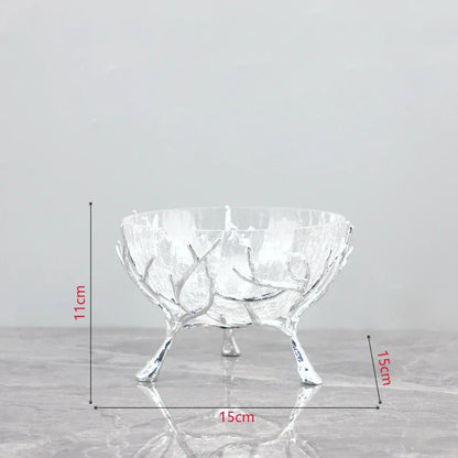 DecorBites™ Golden Branches Glass Bowl Set for Home Kitchen Desserts and Snacks