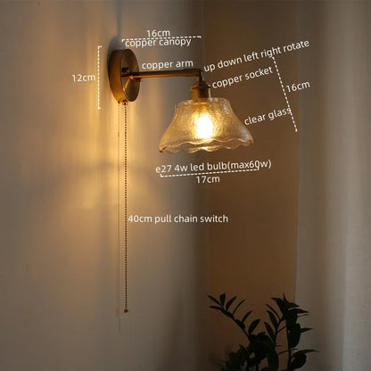 DecorBites™ Glass Sconce LED Wall Lamp, Copper Nordic Bedroom Light Fixtures