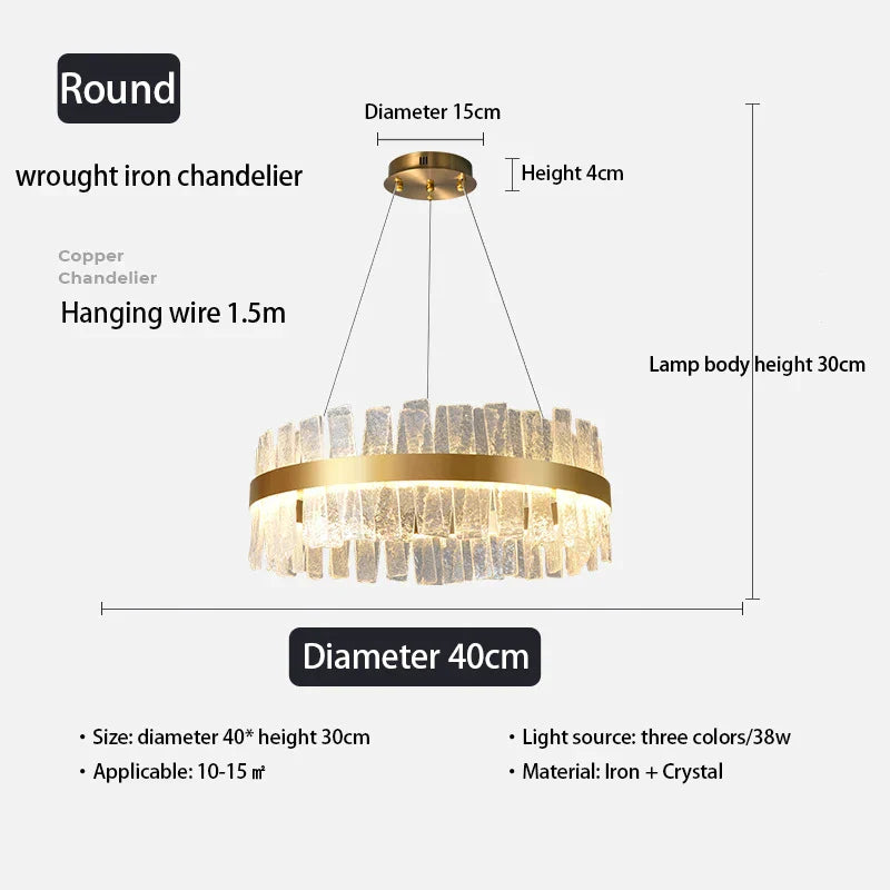 DecorBites™ Golden Crystal Chandelier LED Pendant Light - Luxury Modern Glass Lighting