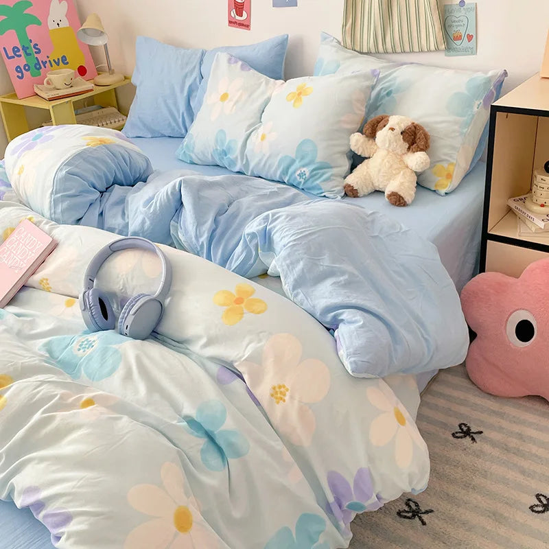 DecorBites™ Cloud Cotton Printed Bedding Sets | Super Soft Quilt Set for School Home Twin King