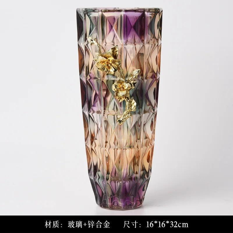 Jarrón de cristal DecorBites™: Elegante decoración con flores secas para mesas de comedor de lujo.