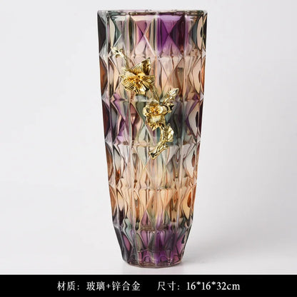 Jarrón de cristal DecorBites™: Elegante decoración con flores secas para mesas de comedor de lujo.