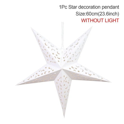 Hollow Star Hanging Pendants Ramadan Decoration 2024 for Home Navidad Natal Noel Gifts Christmas Ornaments New Year 2025