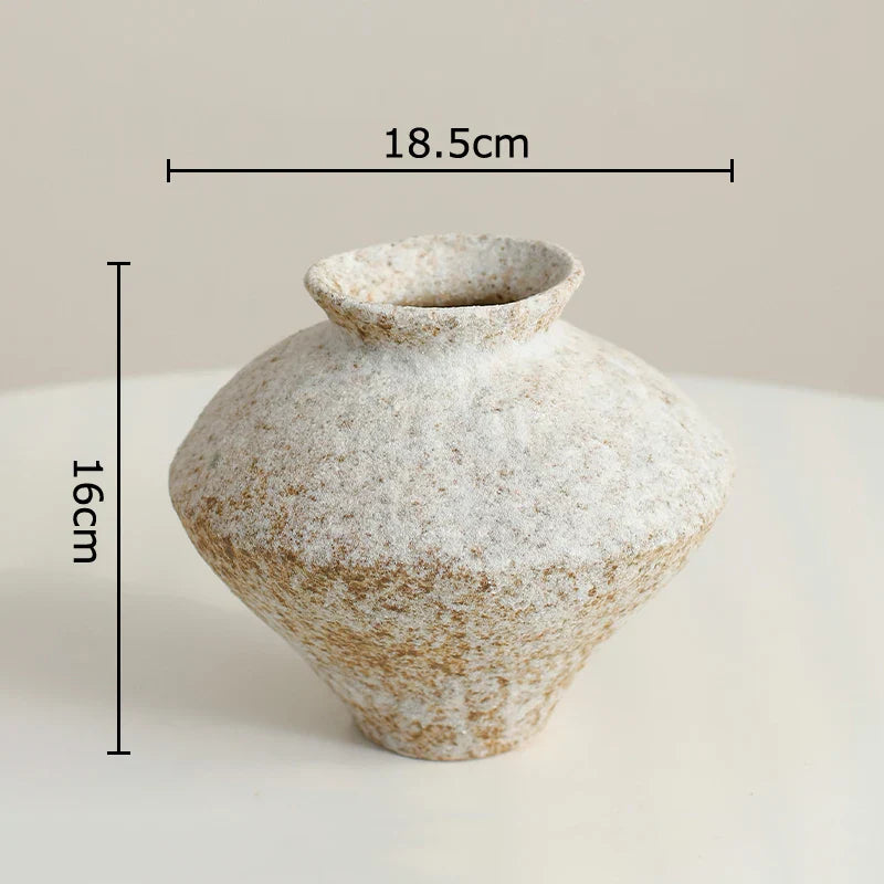 DecorBites™ Ceramic Vase: Wabi-sabi Style, Retro Floral Arrangement, Room Decor