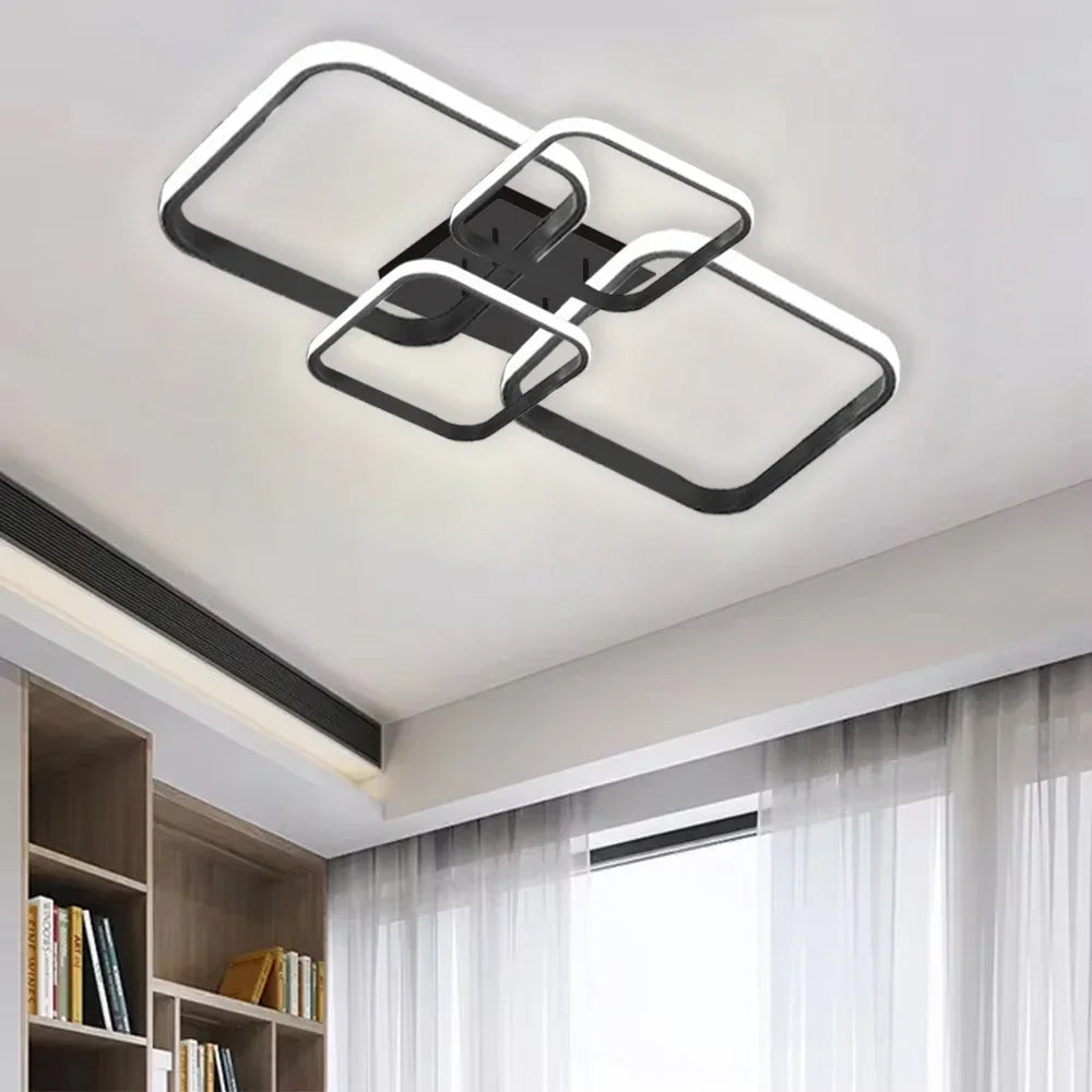 DecorBites™ LED Ceiling Light 4 Rings 78W Square for Living Room Bedroom Bar