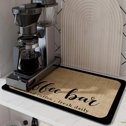 DecorBites™ Espresso Machine Mat Absorbent Kitchen Coffeware for Countertops