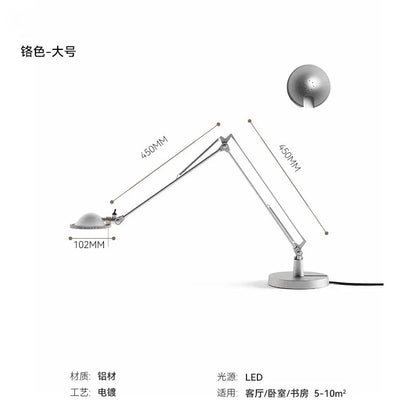 DecorBites™ Industrial Black/Chrome LED Rocker Arm Desk Light with Adjustable Arm