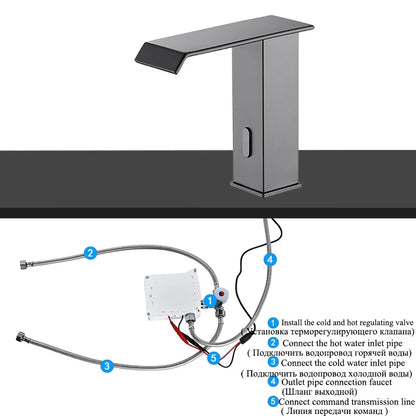 DecorBites™ High Style Smart Sensor Bathroom Basin Faucet Cold Hot Mixer Waterfall Tap