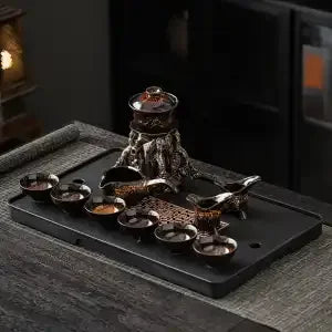 DecorBites™ Dragon Teapot & Magnetic Rotating Tea Set, Chinese Kung Fu Teaware