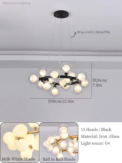 Lámpara colgante moderna DecorBites™ con bola de cristal y luz LED para decoración del hogar