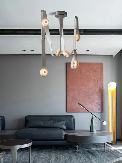 DecorBites™ Leather Marble Ceiling Pendant Lights - Adjustable Hanging Lamp for Dining Room & Bedroom