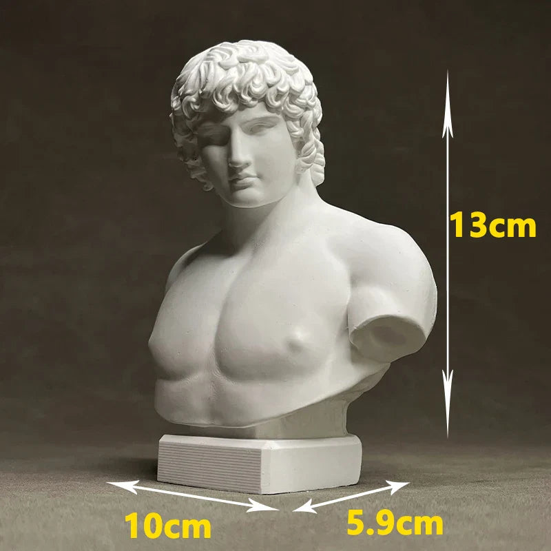 DecorBites™ Antinous Retro Plaster Sculpture - European Inspired Room Figurine