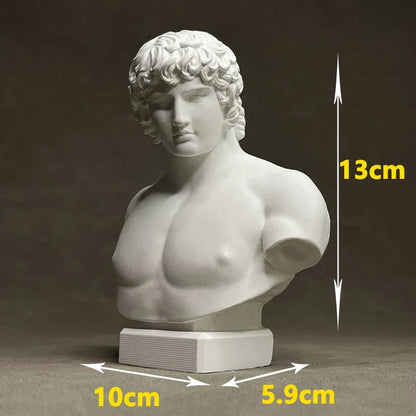DecorBites™ Antinous Retro Plaster Sculpture - European Inspired Room Figurine