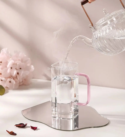 كوب زجاجي مربع من ديكوربايتس™ سعة 400 مل، آمن للاستخدام في الميكروويف، شفاف، كوب قهوة وبيرة للحفلات