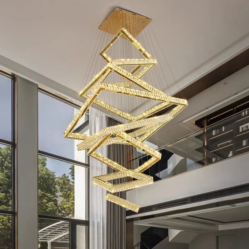 DecorBites™ Crystal Chandelier Stair Pendant Lamp Living Room Pendant Lights Interior Lighting