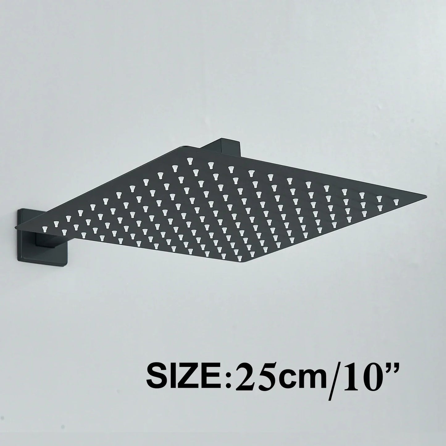 DecorBites™ 12" Matte Black Rainfall Shower Head Set with Shower Arm