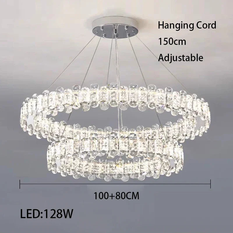 DecorBites™ Crystal LED Ceiling Chandelier: Modern Dimmable Lighting Fixture for Stylish Home Decor