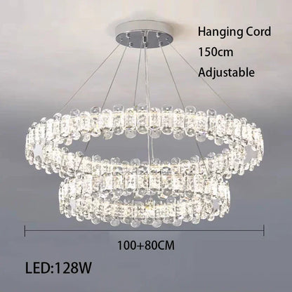 DecorBites™ Crystal LED Ceiling Chandelier: Modern Dimmable Lighting Fixture for Stylish Home Decor