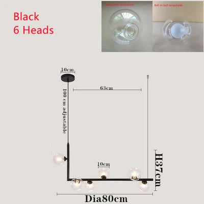 DecorBites™ Double Glass Shade Pendant Light: Nordic Minimalist Design, LED Lamp for Living Room, Restaurant
