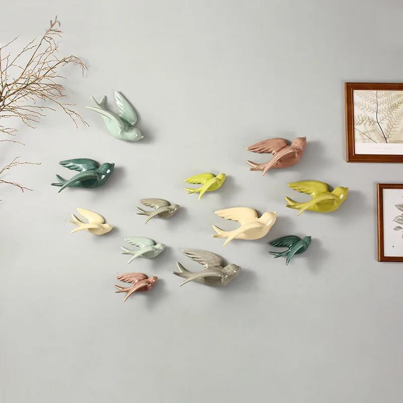 DecorBites™ Flying Bird Ceramic Wall Ornament Simulation Room Decoration Indoor Accent