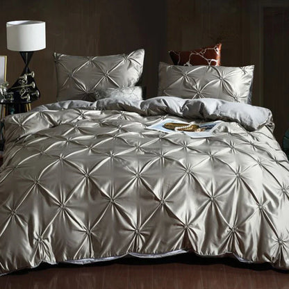 DecorBites™ Chiffon Flower Design Duvet Cover Set with Pillow Cases - Soft Polyester Bedding