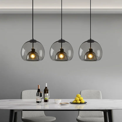Nordic Smoke Gray Glass Pendant Light Chandelier