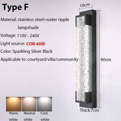 DecorBites™ Dimmable LED Stainless Steel Outdoor Wall Sconce for Villa Garage Garden Courtyard