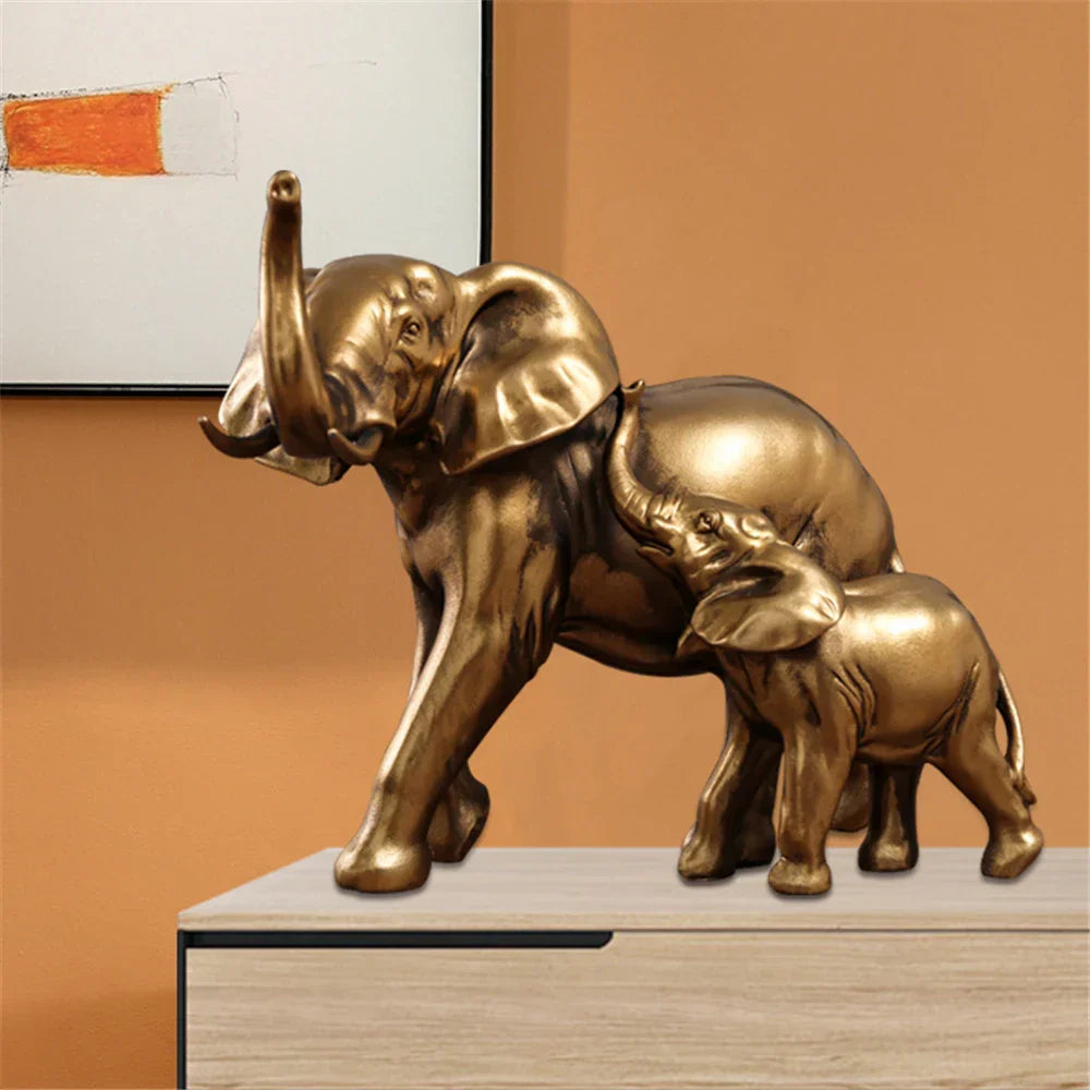 DecorBites™ Elephant Art Decor 2pcs Lucky Elephant Sculpture for Home Living Room Decor