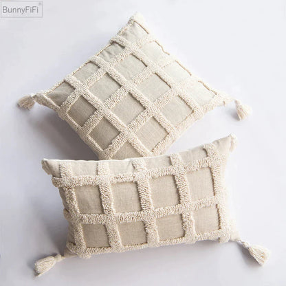 DecorBites™ Boho Tassel Cushion Cover for Home Décor - 45x45cm Square/Round