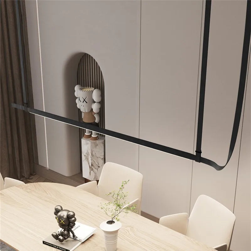 Brass Art Deco Chandelier 200cm Black Belt