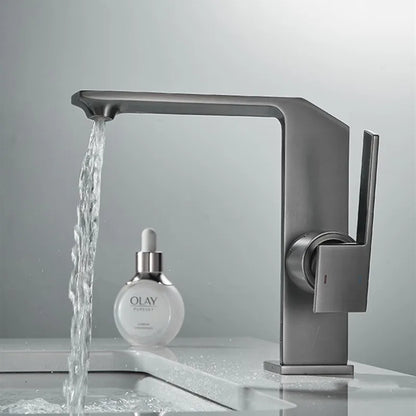 DecorBites™ Brush Gold Basin Faucet: Solid Brass Bathroom Mixer Tap, Single Handle Deck Mounted