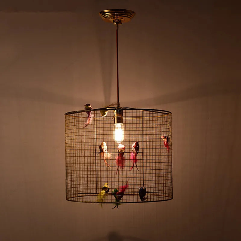 Lámpara colgante de jaula de pájaro Decorbites™ de oro para sala de estar, dormitorio y hogar en estilo nórdico loft