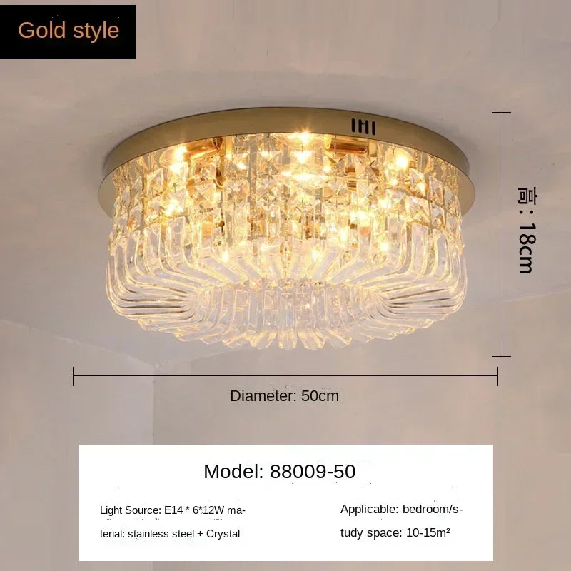 Gold Crystal LED Chandelier Ceiling 50cm