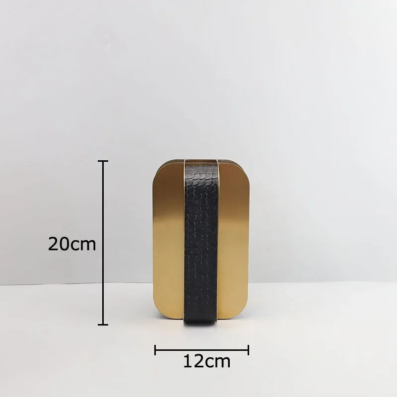 DecorBites™ Golden Geometry Vase Artificial Flower Desk Decor - Leather Floral Room Aesthetic