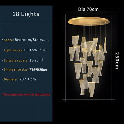 Acrylic Modern Pendant Light 18-Light Round Staircase