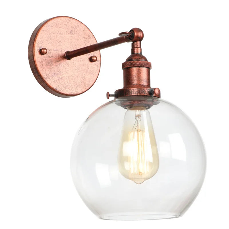 Decorbites™ Glasgloben-LED-Wandleuchte Modern Industrie Rustikal Vintage Nachttischlampe