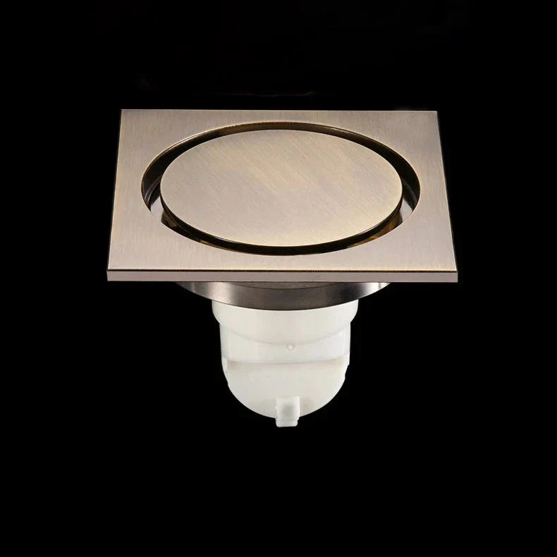 DecorBites™ Brass Square Shower Room Floor Drain with Hair Strainer - 10*10cm